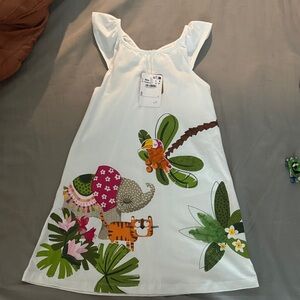 GIRLS 9Y Mayoral White Dress with Animals Elephant